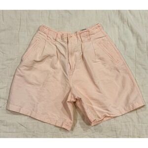 Vintage 80s In-Force INC Pink High Waist Pleated Shorts Button Tab Waist Sz11/12
